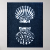 Navy Blue Seashell Print no 9 Beach Wall Deco Poster (Vorne)