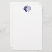 Navy Blue Seashell Stationery Briefpapier (Vorne/Hinten)