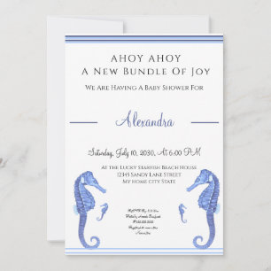 Navy Blue Seepferd Ahoy ist eine Baby-Dusche