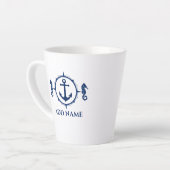 Navy Blue Seepferd & Ankername 2 Seite Milchtasse (Linke Ecke)