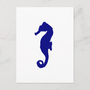 Navy Blue Seepferd Postkarte