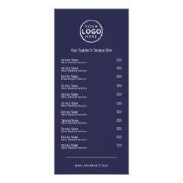 Navy Blue Services Menu Rack Card Werbekarte