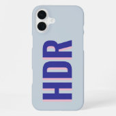 Navy Blue Shadow Monogramm-Muster mit Namen iPhone Hülle (Rückseite)