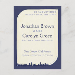 Navy Blue Shapeform Save the Date Ankündigungspostkarte