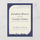 Navy Blue Shapeform Save the Date Ankündigungspostkarte (Vorderseite)