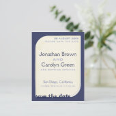 Navy Blue Shapeform Save the Date Ankündigungspostkarte (Stehend Vorderseite)