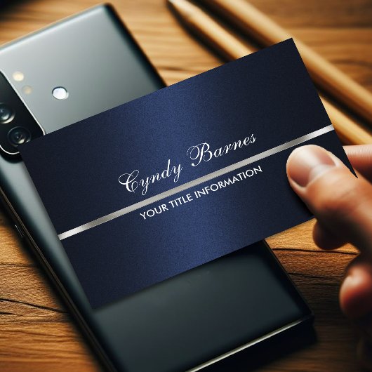 Navy Blue Shimmer mit Silver Business Card Visitenkarte