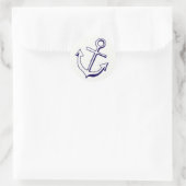 Navy Blue Ship Anchor Nautical Wedding Party Runder Aufkleber (Tasche)