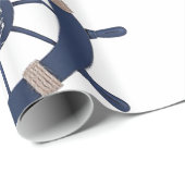 Navy Blue Ship Wheel Nautical Geschenkpapier (Rolleneckpunkt)