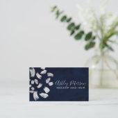 Navy Blue Silber Pinselstriche Make-up Typografie Visitenkarte (Stehend Vorderseite)