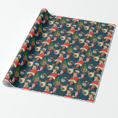 Navy Blue Silly Christmas Hats Six Photo Geschenkpapier (Ungerollt)