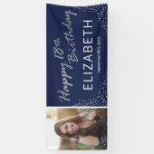 Navy Blue Silver 18. Geburtstag Foto Banner (Vertikal)