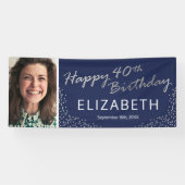 Navy Blue Silver 40. Geburtstagsbild Banner (Horizontal)