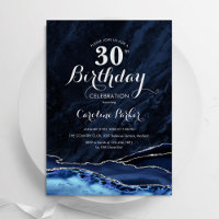 Navy Blue Silver Agate 30. Geburtstag