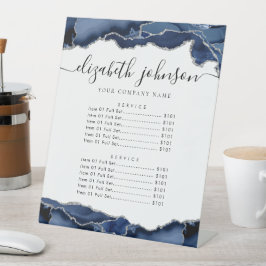 Navy Blue Silver Agate Business Company Price Sockelschild