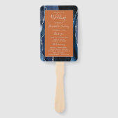 Navy Blue Silver Agate Dark Wedding Program Fächer (Vorderseite)