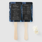 Navy Blue Silver Agate Dark Wedding Program Fächer (Vorne und Hinten)