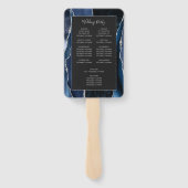 Navy Blue Silver Agate Dark Wedding Program Fächer (Rückseite)