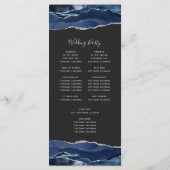 Navy Blue Silver Agate Dark Wedding Programm (Rückseite)
