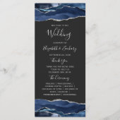 Navy Blue Silver Agate Dark Wedding Programm (Vorderseite)