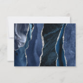 Navy Blue Silver Agate Dark Wedding RSVP Karte (Rückseite)