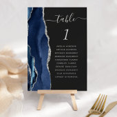 Navy Blue Silver Agate Dark Wedding Tischnummer