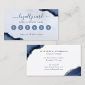 Navy Blue Silver Agate Glitzer Sparkasse Business Treuekarte (Vorne/Hinten)