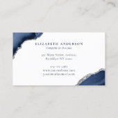 Navy Blue Silver Agate Glitzer Sparkasse Business Treuekarte (Rückseite)