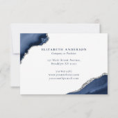 Navy Blue Silver Agate Glitzer Terminkarte Einladung (Rückseite)
