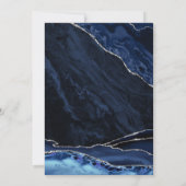 Navy Blue Silver Agate Marble 50. Geburtstag Einladung (Rückseite)
