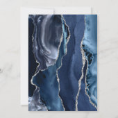 Navy Blue Silver Agate Wedding Einladung (Rückseite)