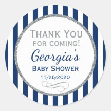 Navy Blue Silver Baby Dusche Vielen Dank für Ihre 