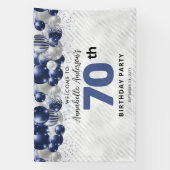 Navy Blue Silver Ballon 70. Geburtstag Willkommen Banner (Vertikal)