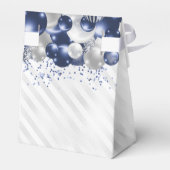 Navy Blue Silver Ballon Glitzer Gunst Birthday Geschenkschachtel (Rückseite)