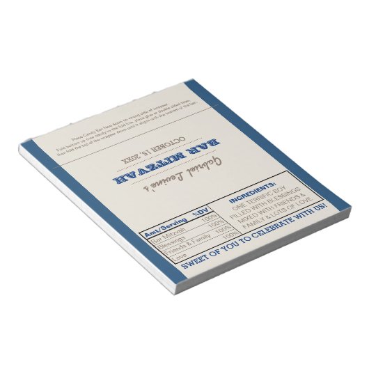 Navy Blue & Silver Bar Mitzvah Candy Wrappers Notizblock (angewinkelt)