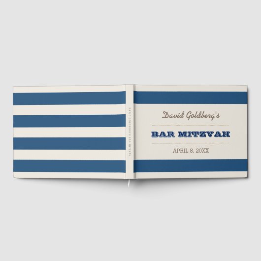 Navy Blue & Silver Bar Mitzvah Gästebuch (Voll)