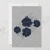 Navy Blue & Silver Blätter Bridesmaids Luncheon Einladung (Rückseite)