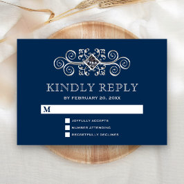 Navy Blue Silver Blühte UAWG RSVP Karte