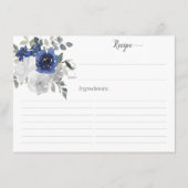 Navy Blue Silver Brautparty Rezept Card Begleitkarte (Vorderseite)