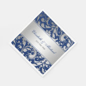 Navy Blue Silver Damask Wirbel Hochzeit Serviette (Ecke)