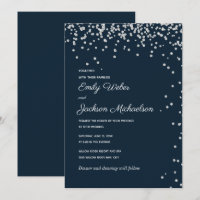 Navy Blue Silver Diamond Confetti Wedding