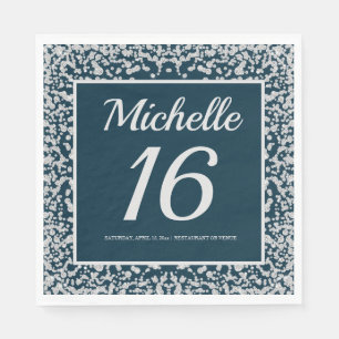 Navy Blue Silver Diamond Glitzer 16. Geburtstag Serviette