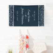 Navy Blue Silver Diamond Glitzer Wedding Banner (Insitu)