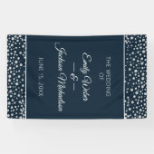 Navy Blue Silver Diamond Glitzer Wedding Banner (Horizontal)