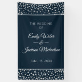 Navy Blue Silver Diamond Glitzer Wedding Banner (Vertikal)