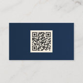 Navy Blue & Silver Embossed QR Code Business Cards Visitenkarte (Rückseite)