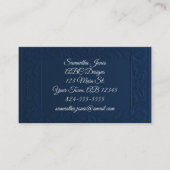 Navy Blue & Silver Embossed QR Code Business Cards Visitenkarte (Vorderseite)