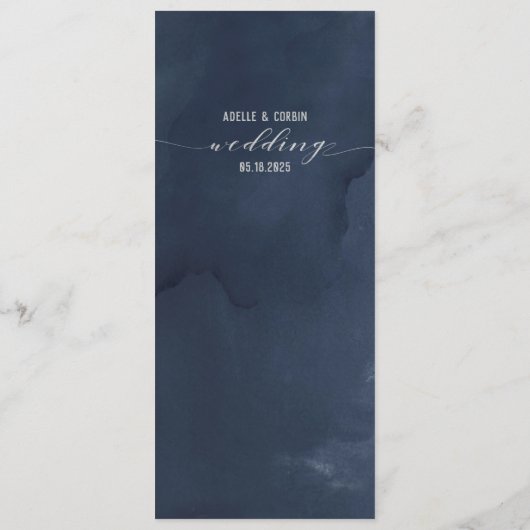 Navy Blue Silver Extravagant Calligraphy Script We Menükarte (Rückseite)