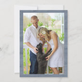 Navy Blue Silver Floral Foto Save the Date (Rückseite)