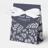 Navy Blue Silver Floral Pattern Brautparty Geschenkschachtel (Vorderseite)